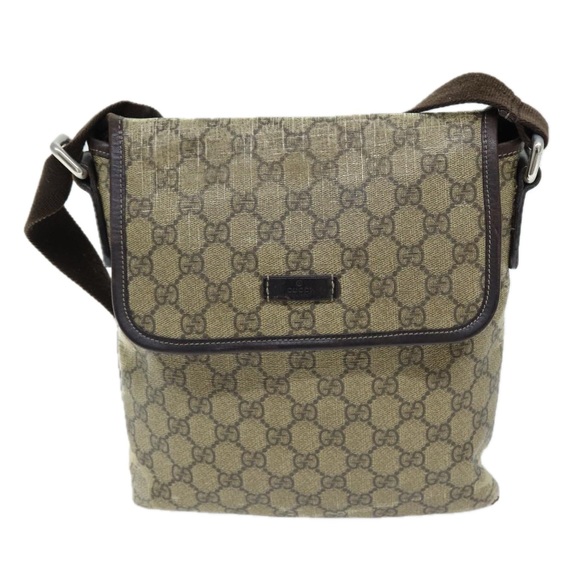 GUCCI GG Canvas Shoulder Bag Coated Canvas Beige Auth ti1728 - Picture 13 of 16
